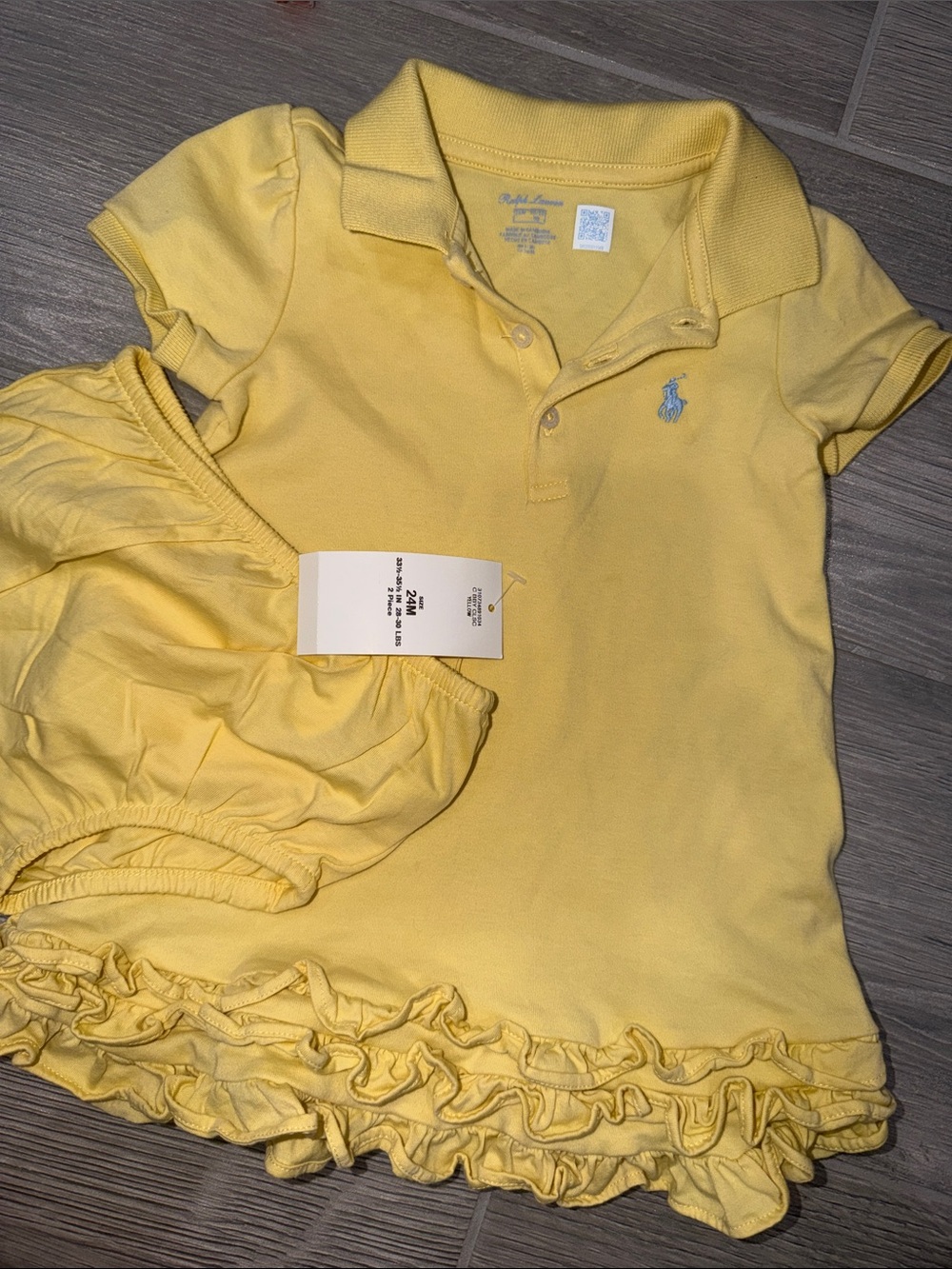 Ralph Lauren Yellow Polo Dress & Bloomers Set - Girls 24M